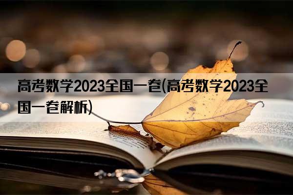 高考数学2023全国一卷(高考数学2023全国一卷解析)